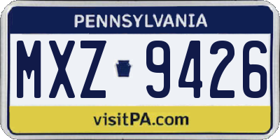 PA license plate MXZ9426