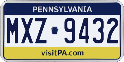PA license plate MXZ9432
