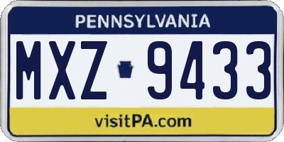 PA license plate MXZ9433