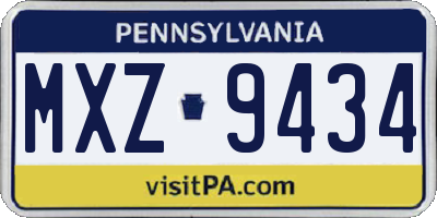 PA license plate MXZ9434