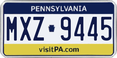 PA license plate MXZ9445