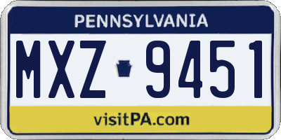 PA license plate MXZ9451