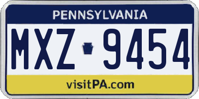 PA license plate MXZ9454