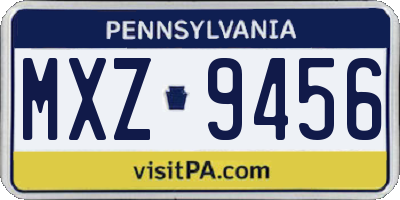 PA license plate MXZ9456