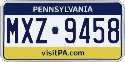 PA license plate MXZ9458