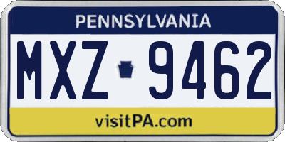 PA license plate MXZ9462