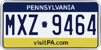 PA license plate MXZ9464