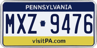 PA license plate MXZ9476