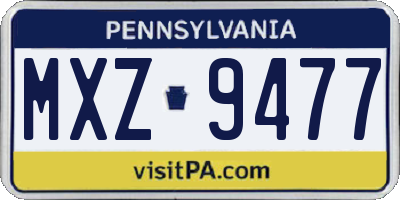 PA license plate MXZ9477