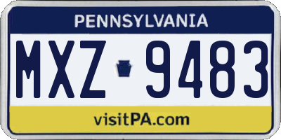PA license plate MXZ9483