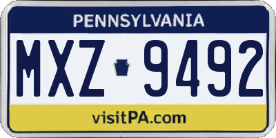 PA license plate MXZ9492
