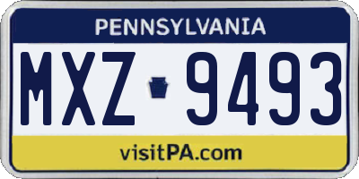 PA license plate MXZ9493