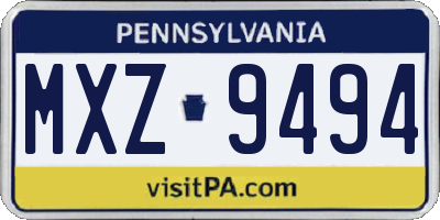 PA license plate MXZ9494