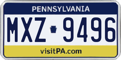 PA license plate MXZ9496