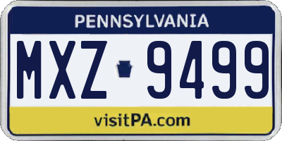 PA license plate MXZ9499