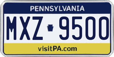 PA license plate MXZ9500
