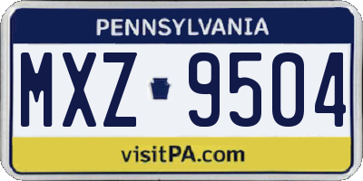 PA license plate MXZ9504