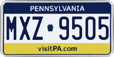 PA license plate MXZ9505