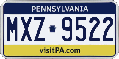 PA license plate MXZ9522