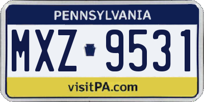 PA license plate MXZ9531