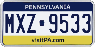 PA license plate MXZ9533