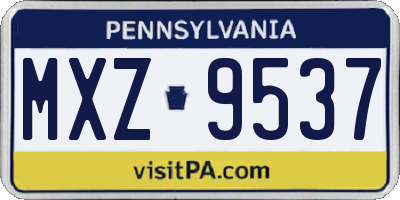 PA license plate MXZ9537