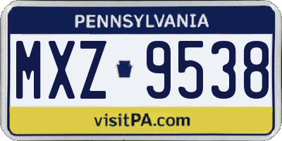 PA license plate MXZ9538
