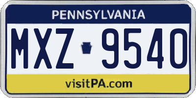 PA license plate MXZ9540