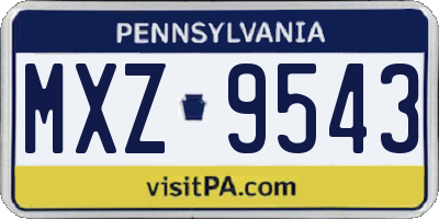 PA license plate MXZ9543