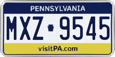PA license plate MXZ9545