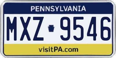 PA license plate MXZ9546