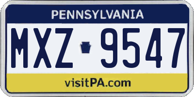 PA license plate MXZ9547