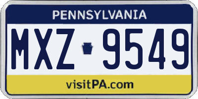 PA license plate MXZ9549