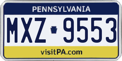 PA license plate MXZ9553