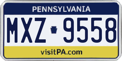 PA license plate MXZ9558
