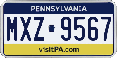 PA license plate MXZ9567