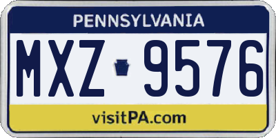 PA license plate MXZ9576