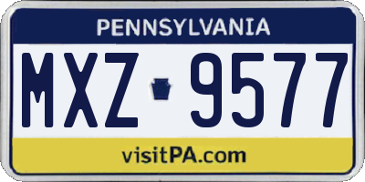 PA license plate MXZ9577