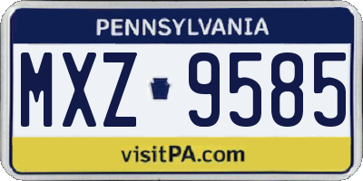 PA license plate MXZ9585