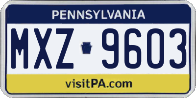 PA license plate MXZ9603