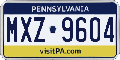 PA license plate MXZ9604
