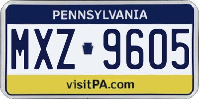 PA license plate MXZ9605
