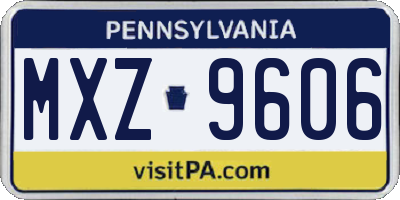 PA license plate MXZ9606