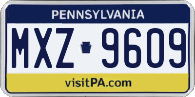 PA license plate MXZ9609