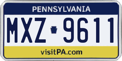 PA license plate MXZ9611