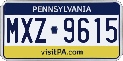 PA license plate MXZ9615
