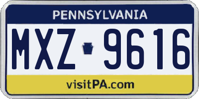 PA license plate MXZ9616
