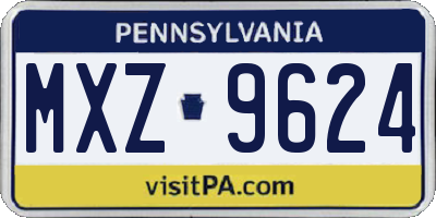 PA license plate MXZ9624