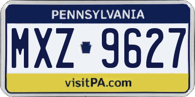 PA license plate MXZ9627