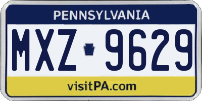 PA license plate MXZ9629